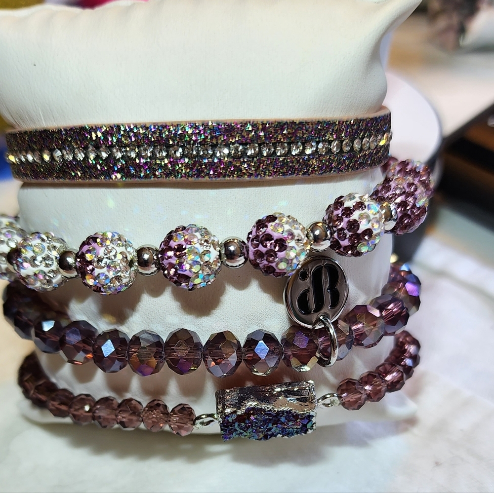 Bomb Party Bracelet Stack | Plum Holiday Party | Silver and Plum